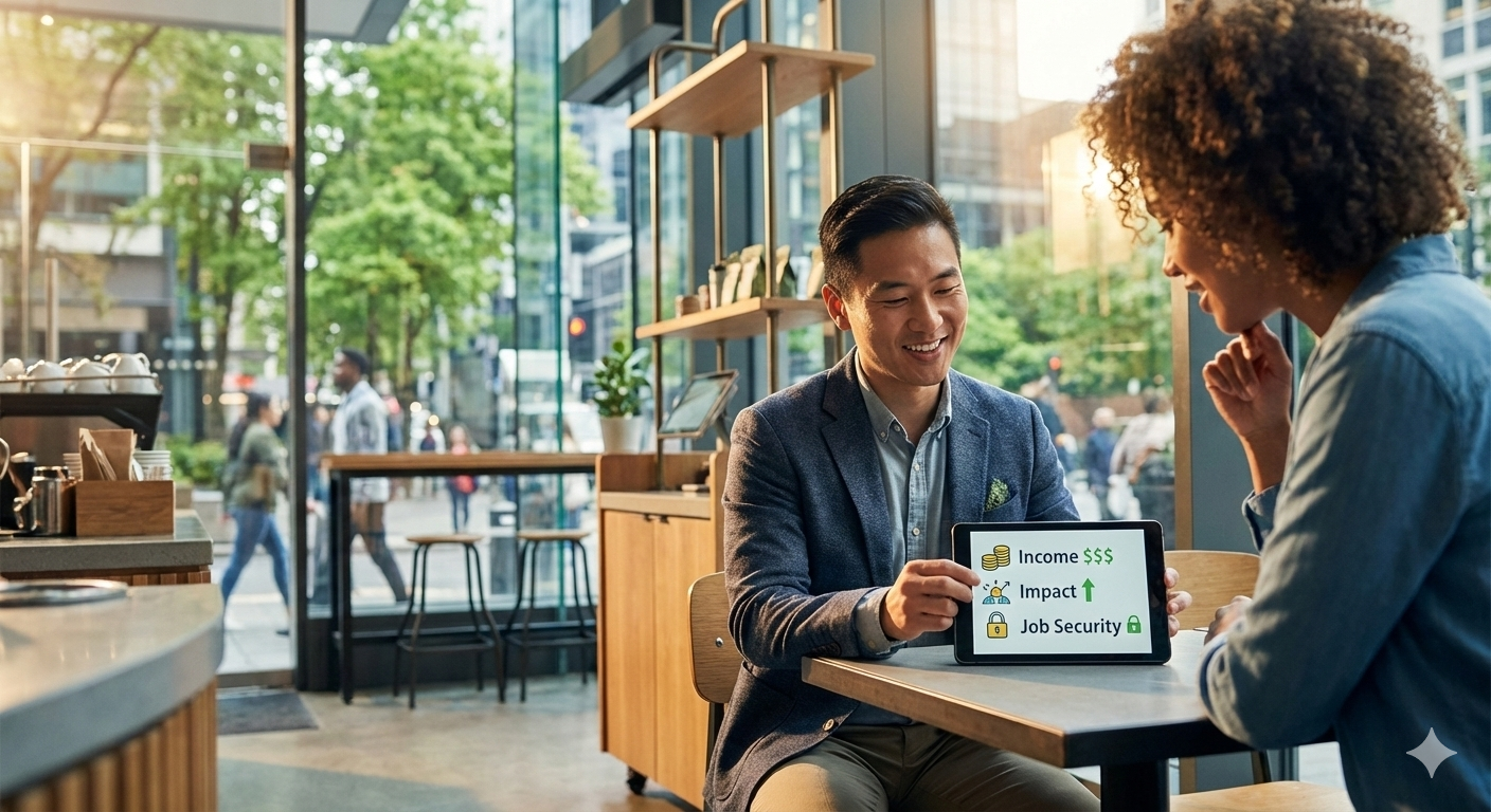 Professional networking at cafe — the CracksU talent network